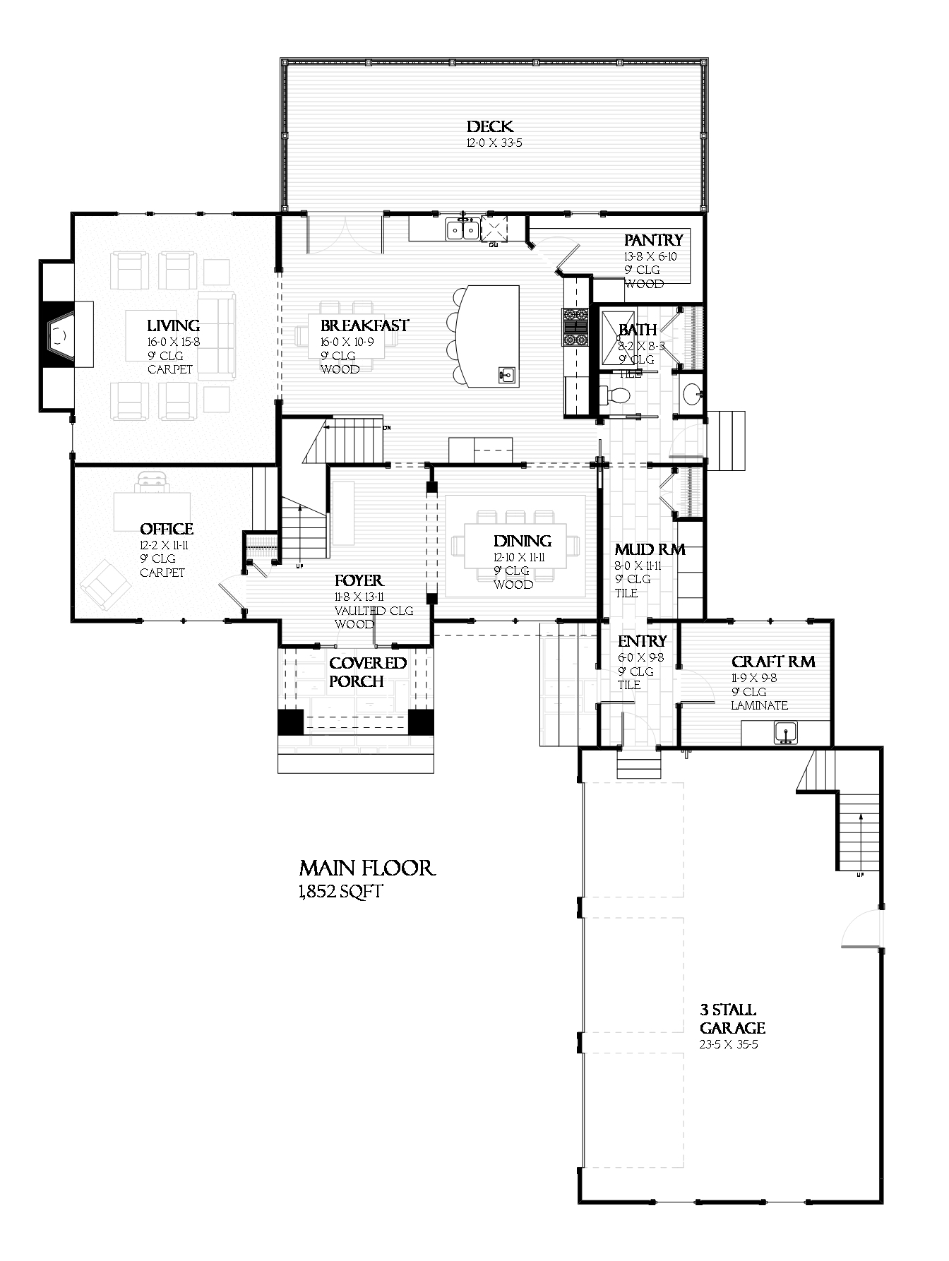 Floor Plan First Story of Traditional Plan #168-1116