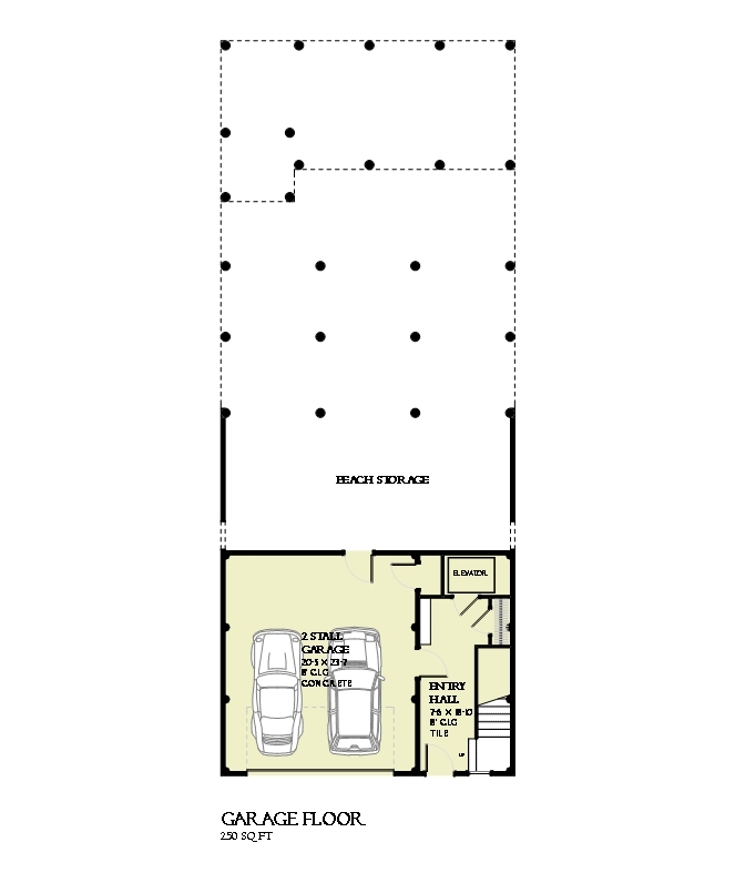 Garage Floor of Coastal Plan #168-1117