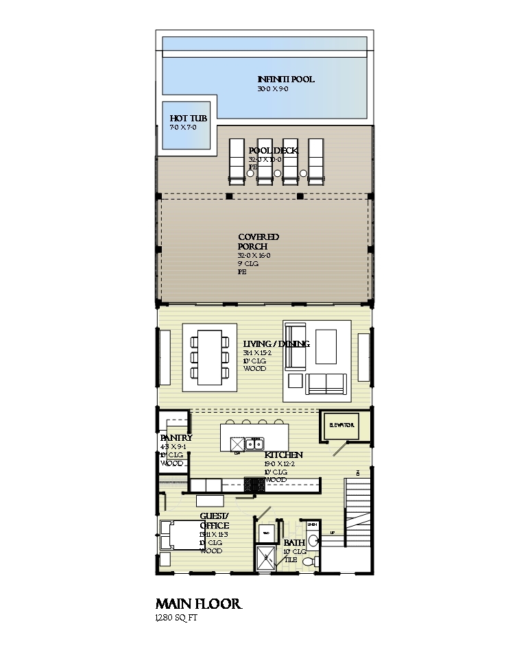 Floor Plan First Story of Coastal Plan #168-1117