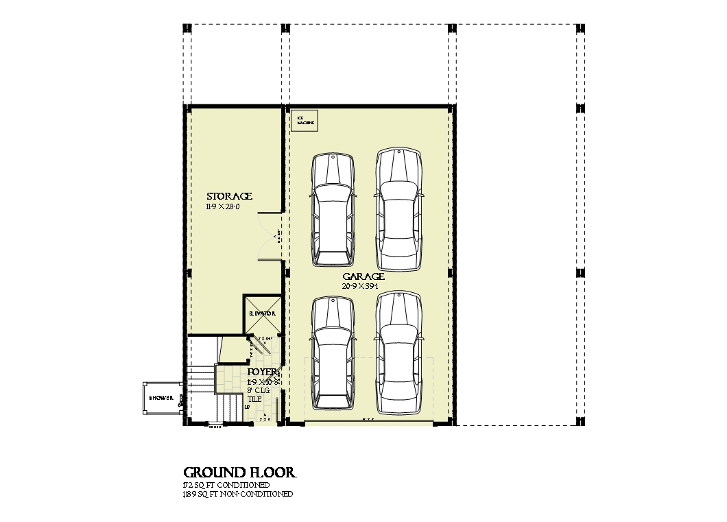 Floor Plan Basement of Beachfront Plan #168-1121