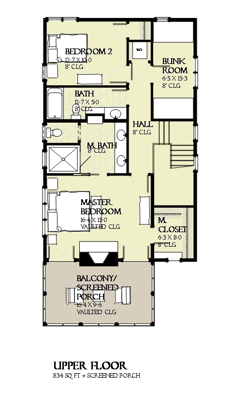 Floor Plan Second Story of Cottage Plan #168-1123