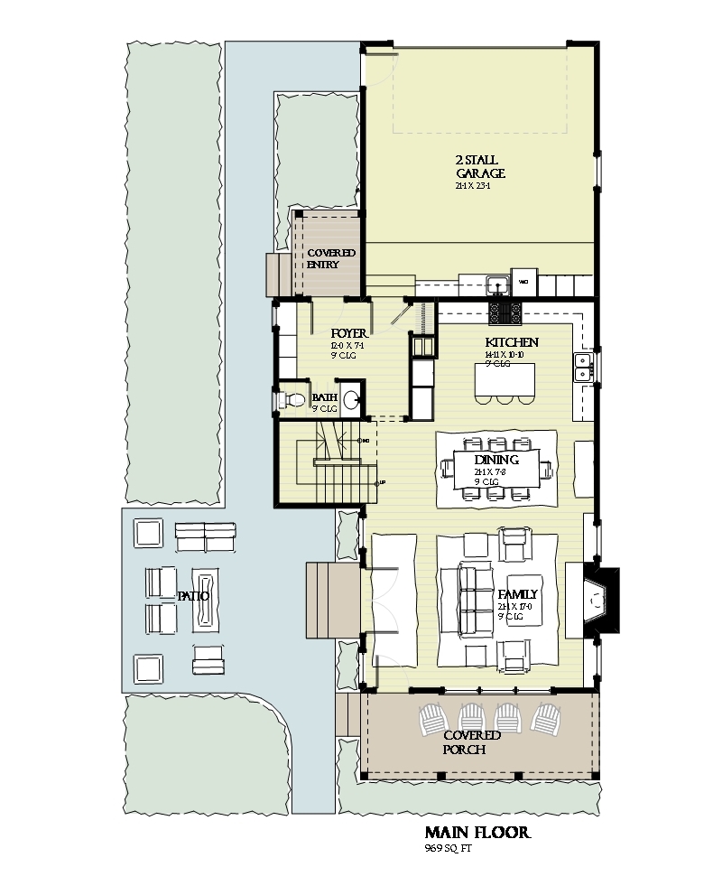 Floor Plan First Story of Cottage Plan #168-1125