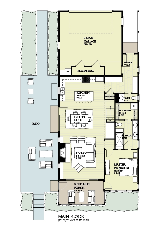 Floor Plan First Story of Cottage Plan #168-1126
