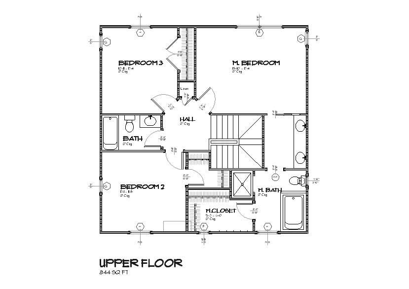 Floor Plan Second Story of European Plan #168-1130