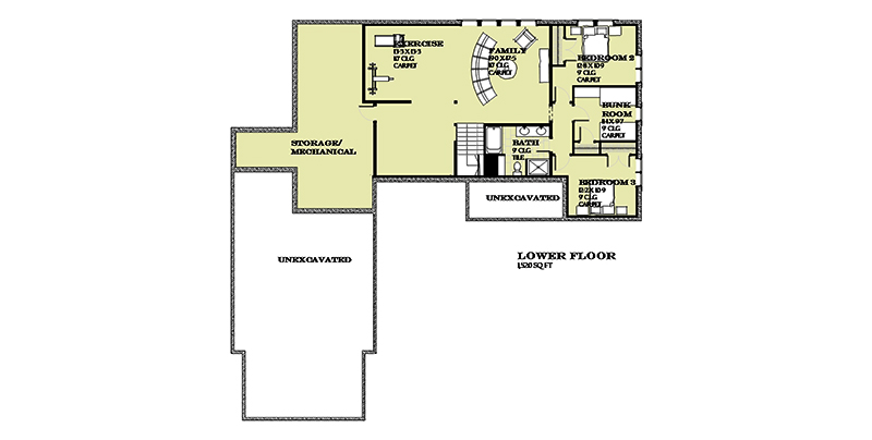 Floor Plan Basement of Shingle Plan #168-1131