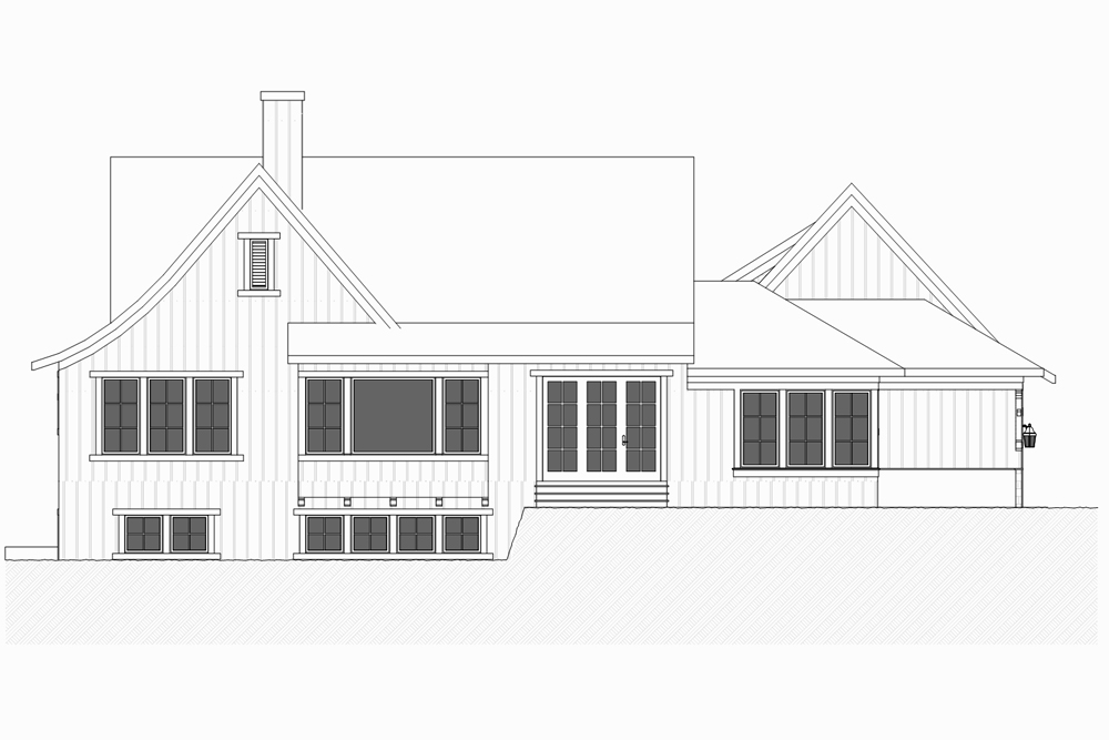 Home Plan Rear Elevation of this 4-Bedroom,3552 Sq Ft Plan -168-1131