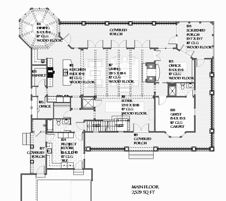Floor Plan First Story of Shingle Plan #168-1132