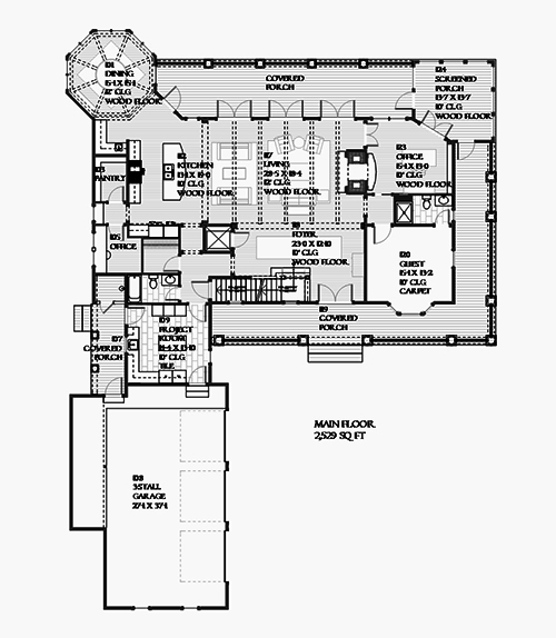Floor Plan First Story of Shingle Plan #168-1132