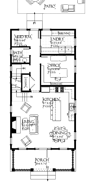 Floor Plan First Story of Farmhouse Plan #168-1134