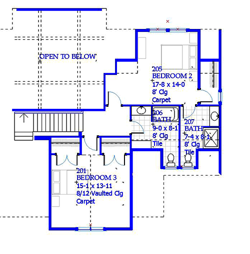 Floor Plan Second Story of Traditional Plan #168-1136