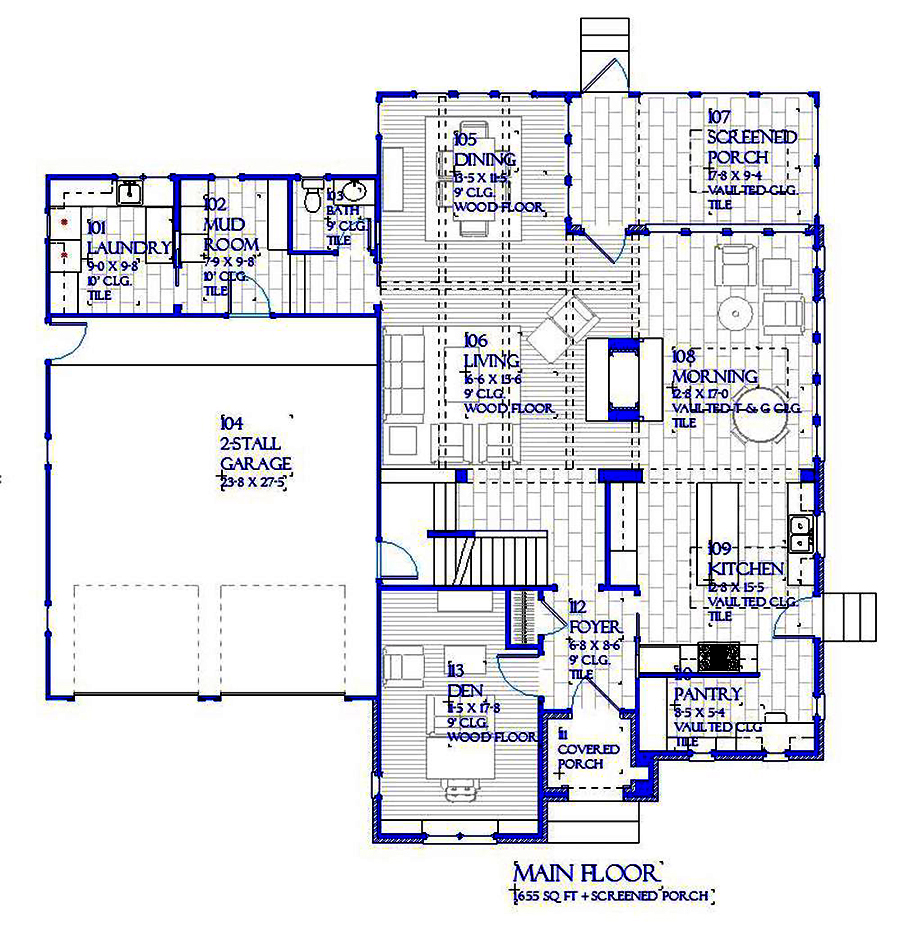 Floor Plan First Story of Traditional Plan #168-1137