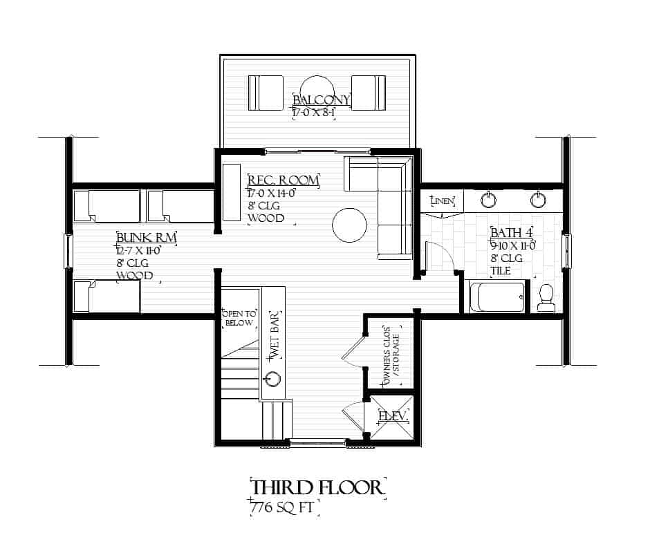 Third Story of Modern Plan #168-1144
