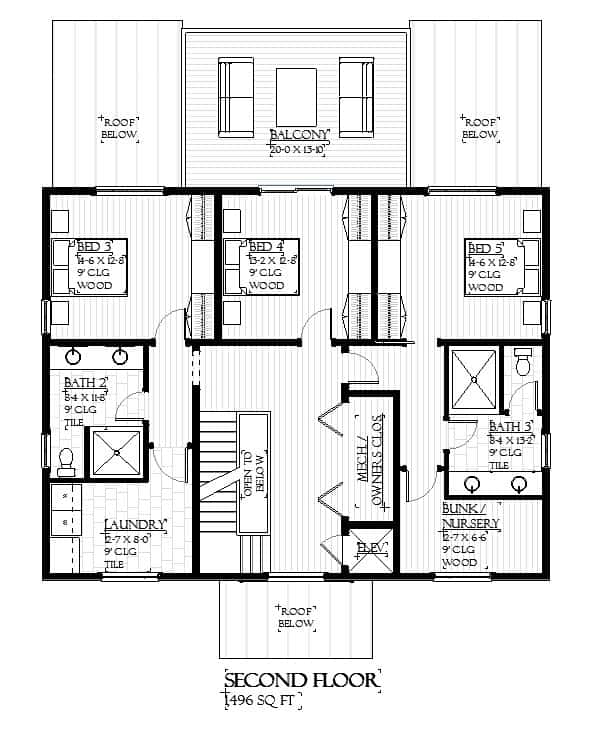 Upper Level of Modern Plan #168-1144