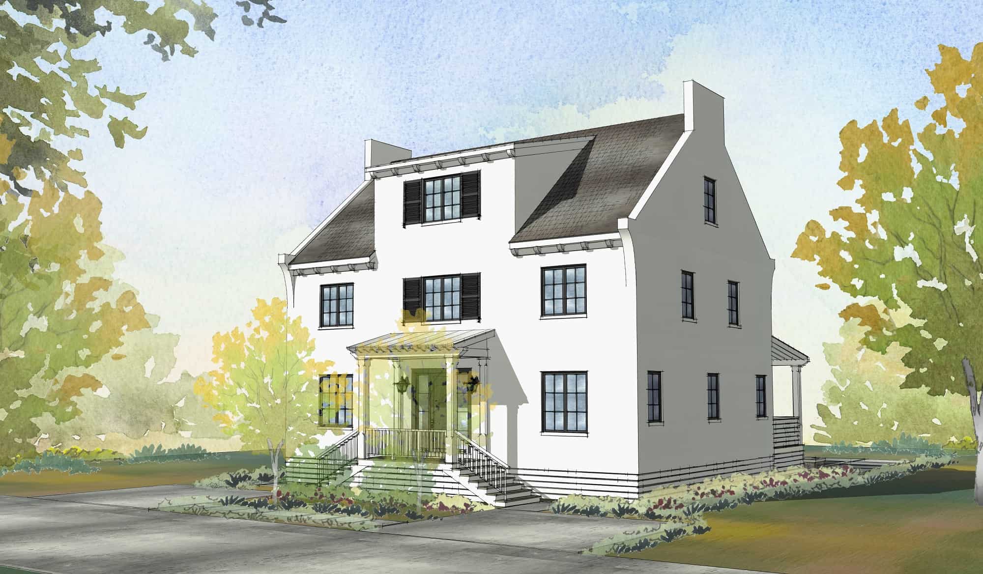Front elevation of Transitional home (ThePlanCollection: House Plan #168-1144)