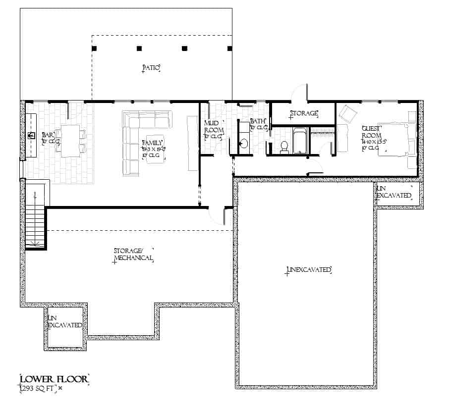 Basement of Traditional Plan #168-1146