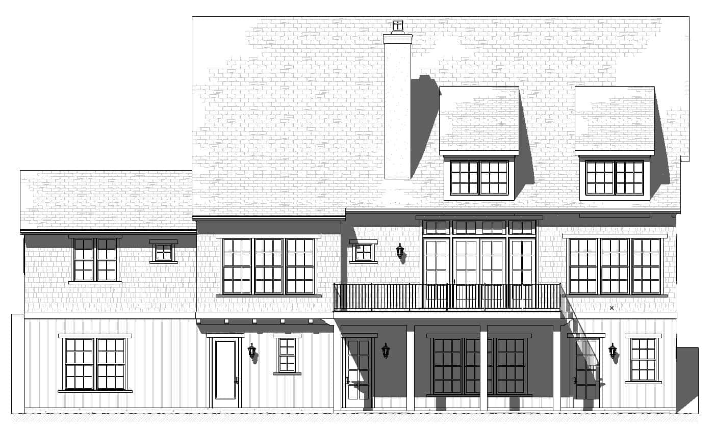 Home Plan Rear Elevation of this 4-Bedroom,4657 Sq Ft Plan -168-1146