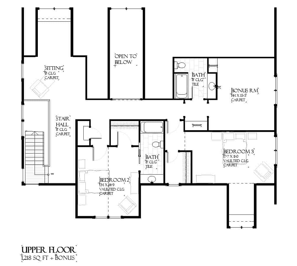 Upper Level of Traditional Plan #168-1146