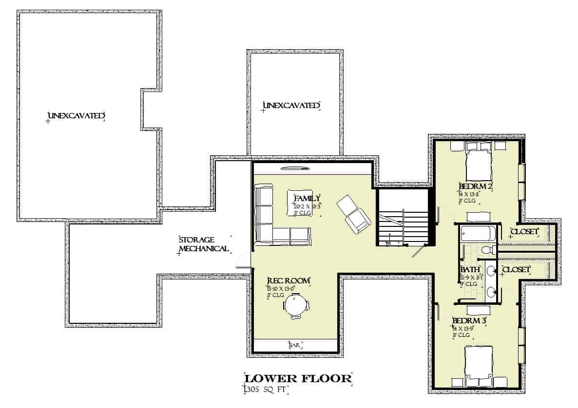 Basement of Modern Plan #168-1148
