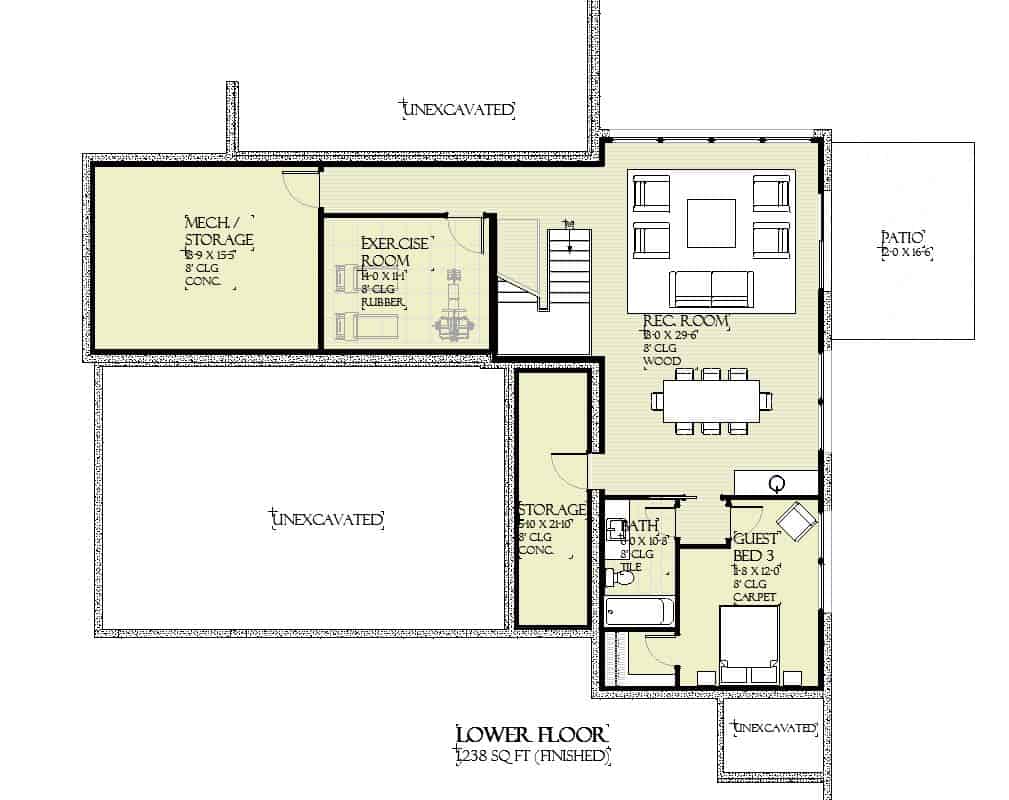 Basement of Modern Plan #168-1149