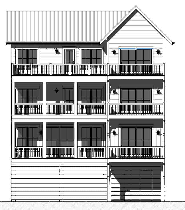 Home Plan Rear Elevation of this 7-Bedroom,3577 Sq Ft Plan -168-1150