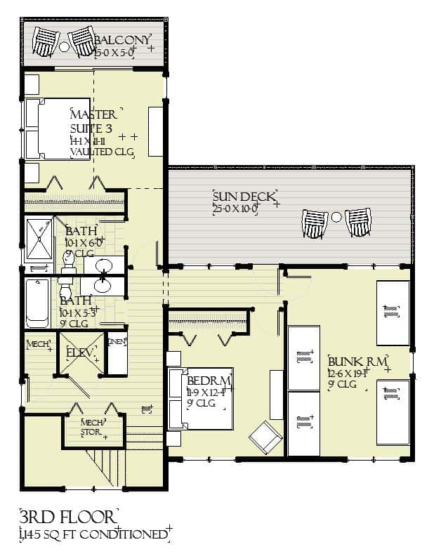 Third Story of Cottage Plan #168-1150