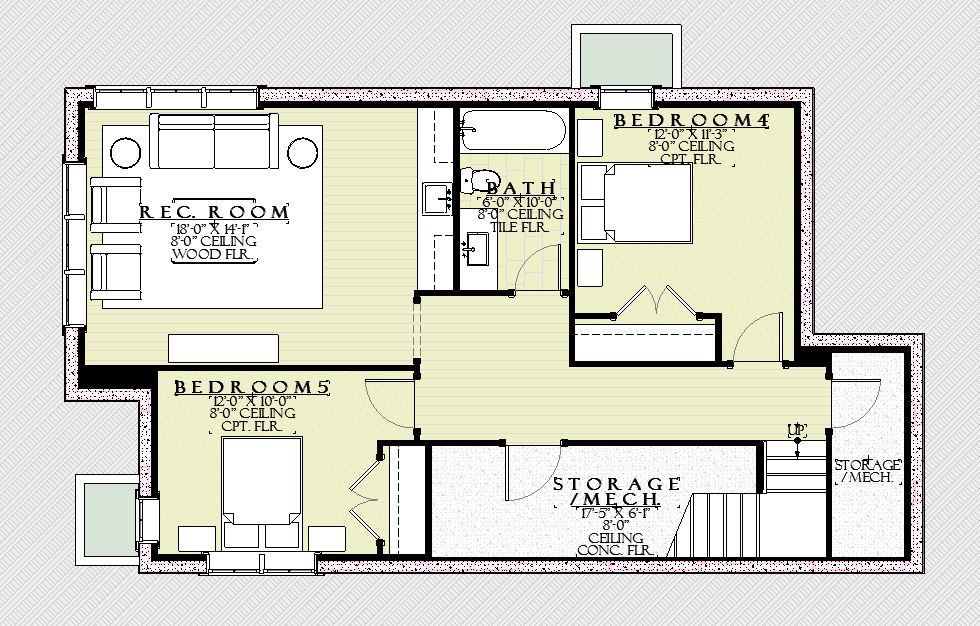 Basement of Traditional Plan #168-1151