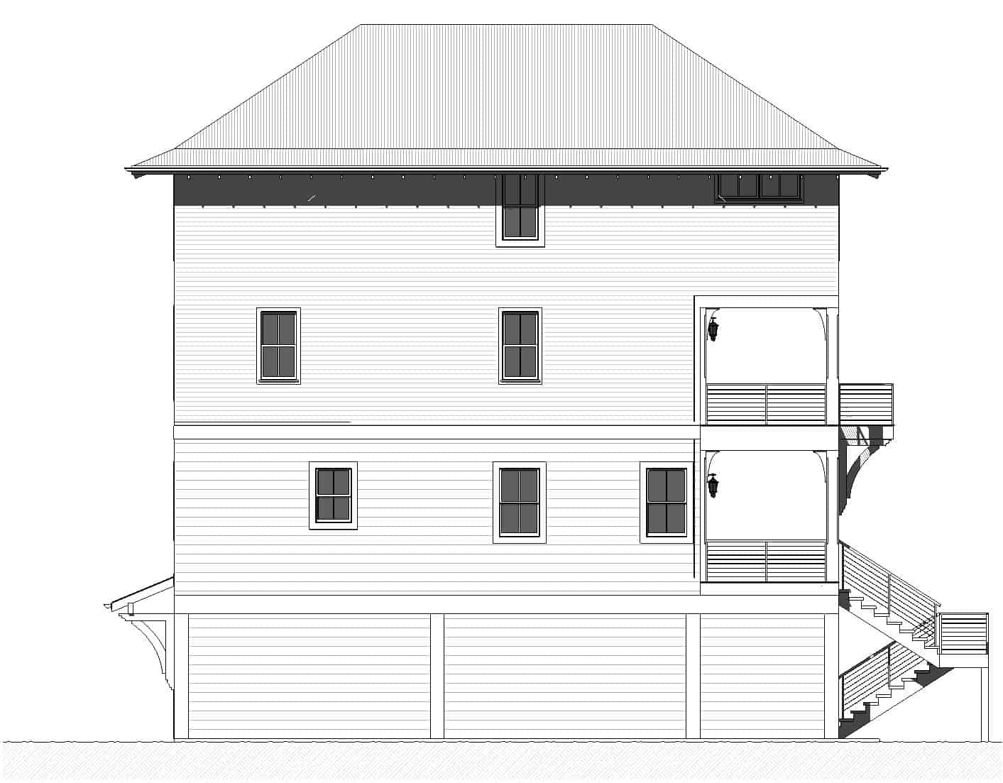 Home Plan Left Elevation of this 5-Bedroom,3413 Sq Ft Plan -168-1152