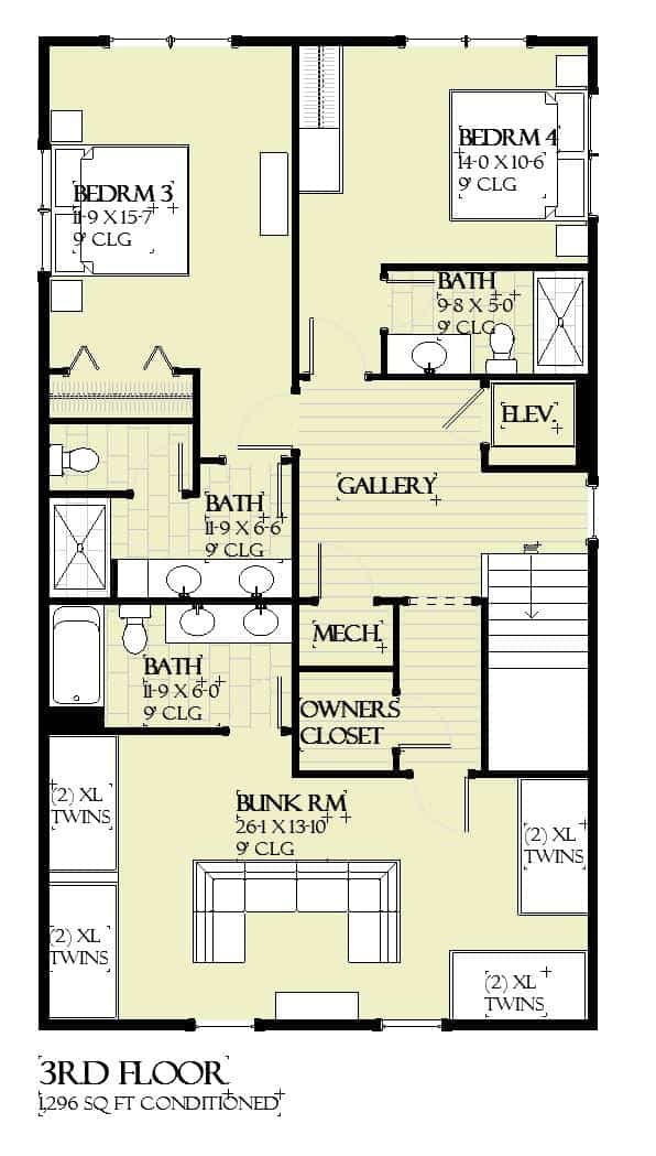 Third Story of Cottage Plan #168-1152