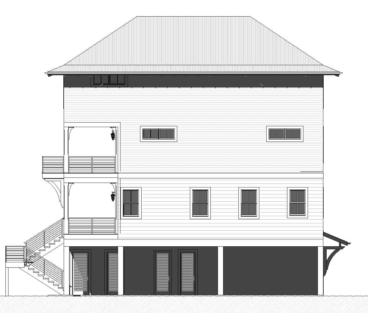 Home Plan Right Elevation of this 5-Bedroom,3413 Sq Ft Plan -168-1152
