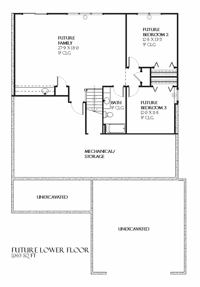 Basement of Ranch Plan #168-1154