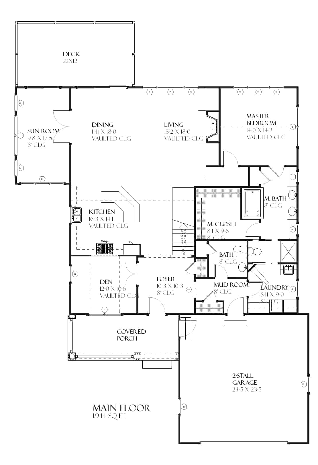 Main Level of Ranch Plan #168-1154