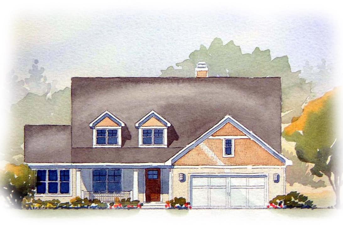 Front elevation of Ranch home (ThePlanCollection: House Plan #168-1154)