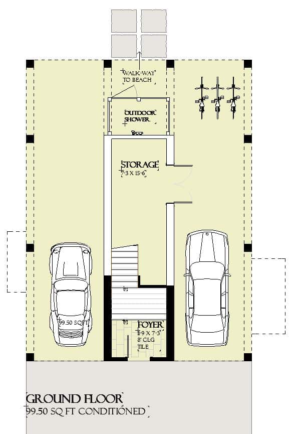 Basement of Cottage Plan #168-1155