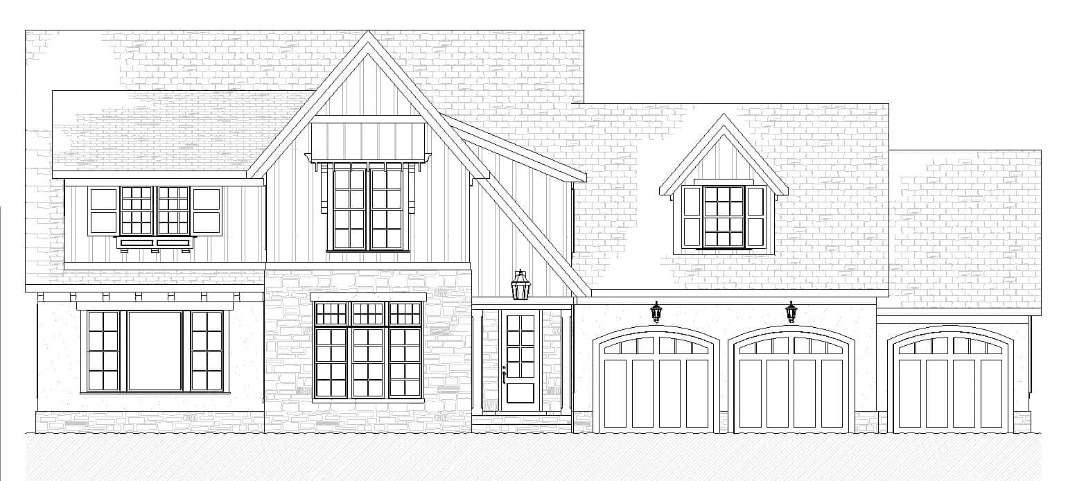 Home Plan Front Elevation of this 4-Bedroom,4493 Sq Ft Plan -168-1162