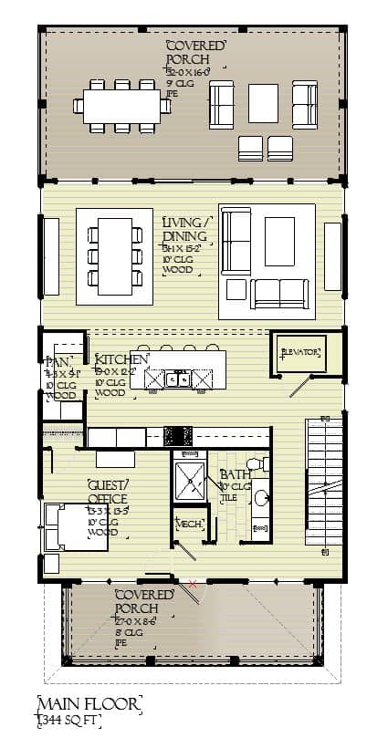 Main Level of Modern Plan #168-1163