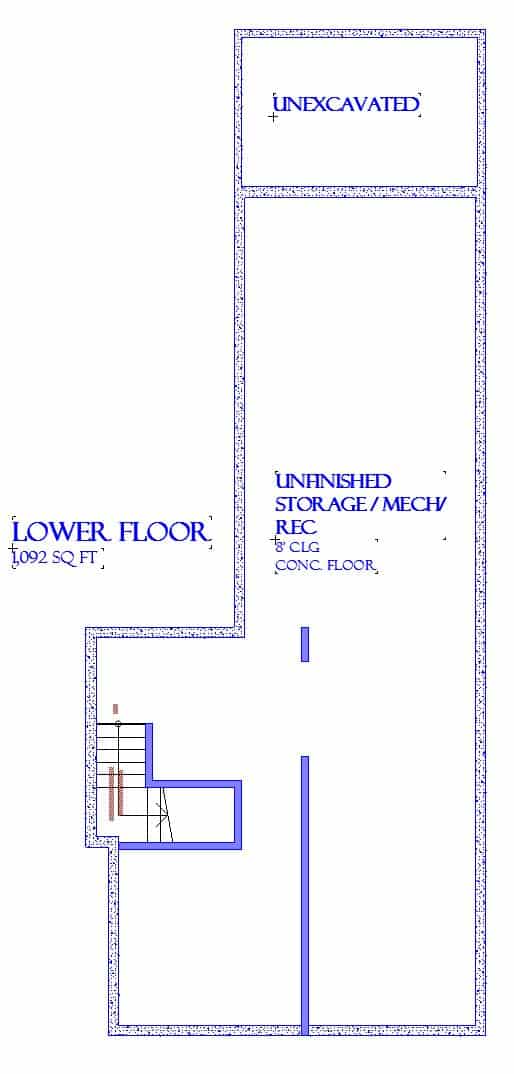 Basement of Cottage Plan #168-1164
