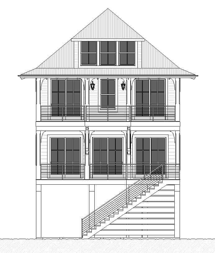 Home Plan Rear Elevation of this 4-Bedroom,2582 Sq Ft Plan -168-1168