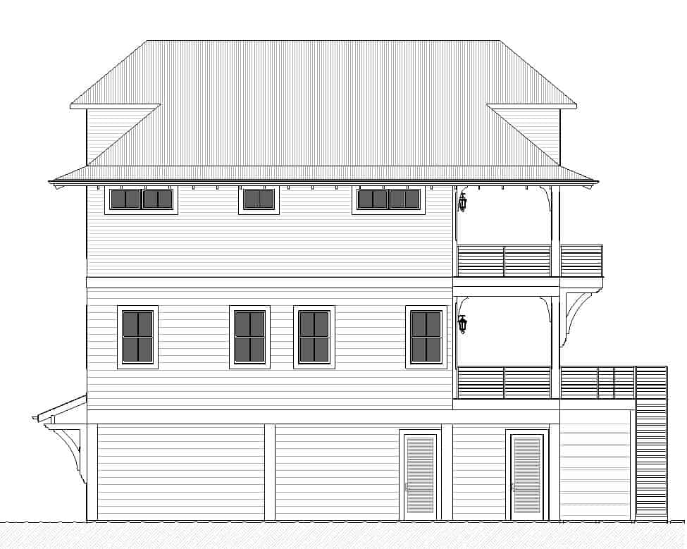 Home Plan Right Elevation of this 4-Bedroom,2582 Sq Ft Plan -168-1168