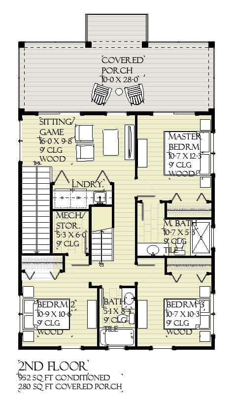 Upper Level of Cottage Plan #168-1168