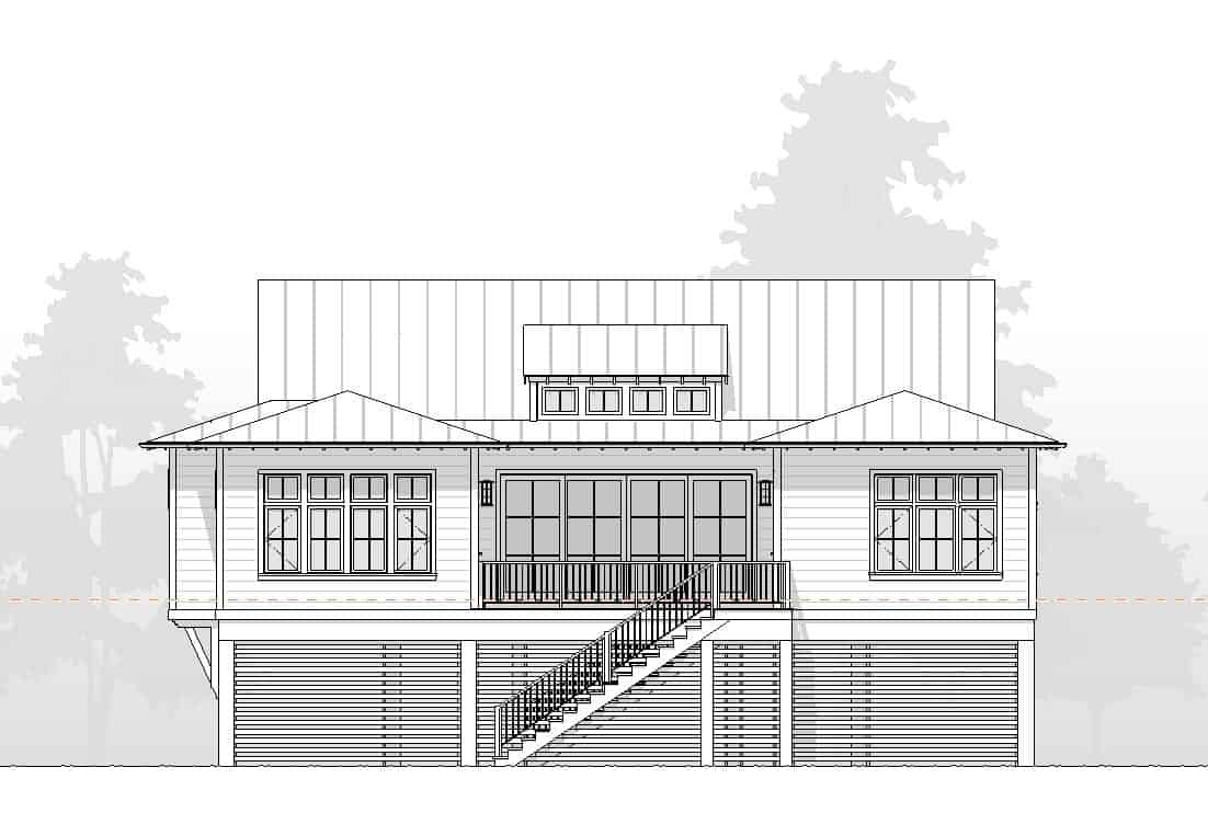 Home Plan Rear Elevation of this 4-Bedroom,2108 Sq Ft Plan -168-1169