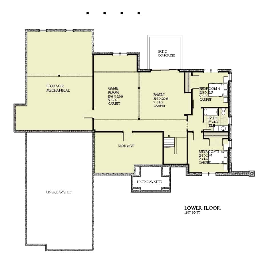 Basement of Traditional Plan #168-1170