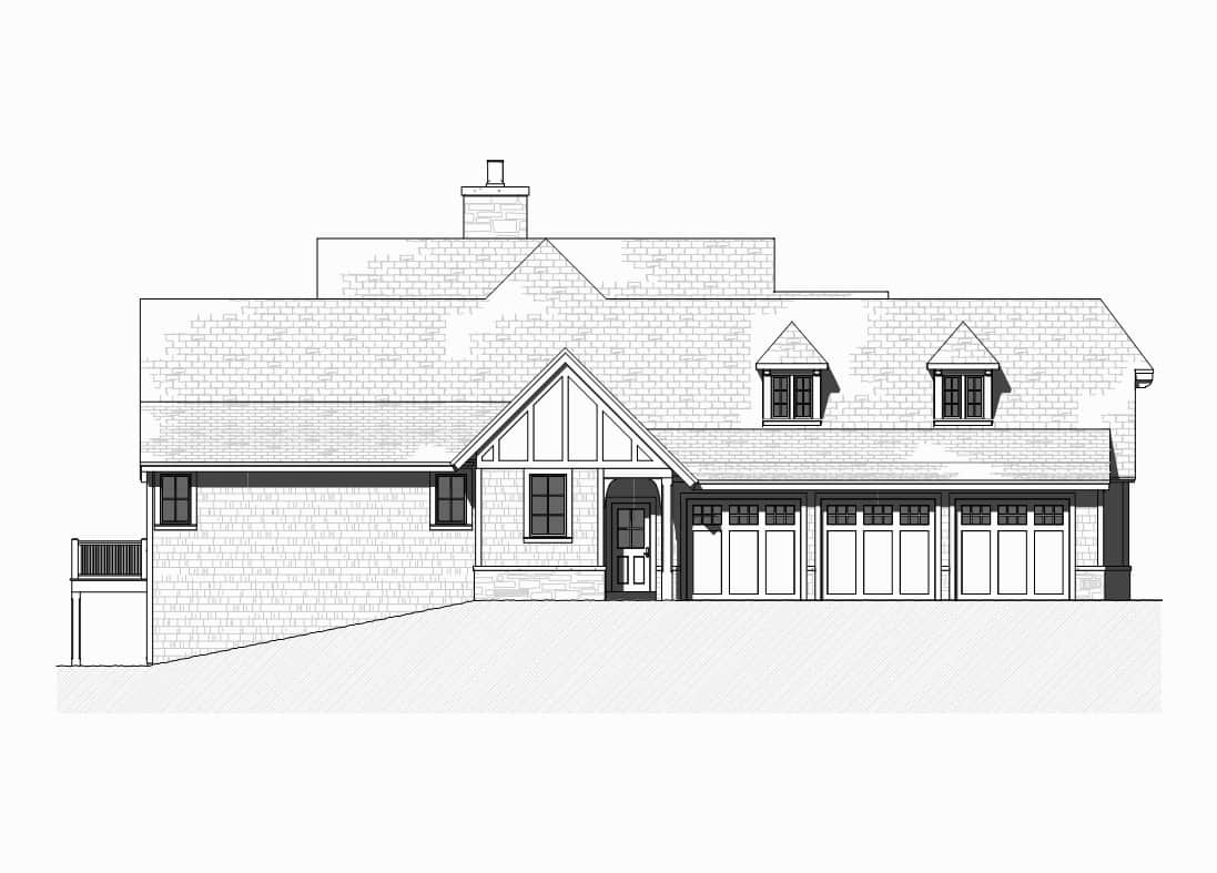 Home Plan Left Elevation of this 5-Bedroom,4127 Sq Ft Plan -168-1170