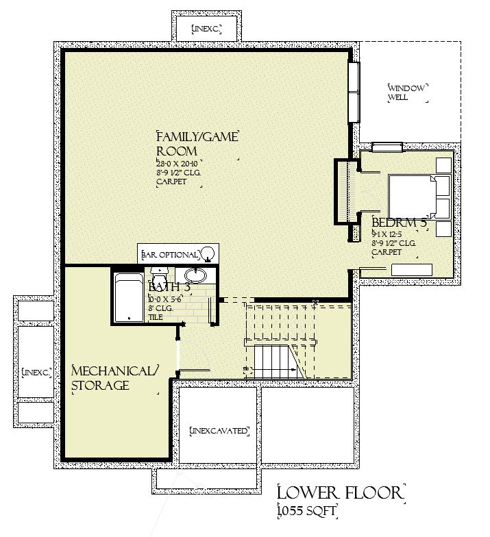 Basement of Tudor Plan #168-1171