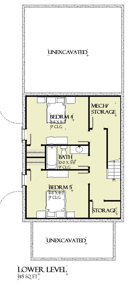 Basement of Cottage Plan #168-1172
