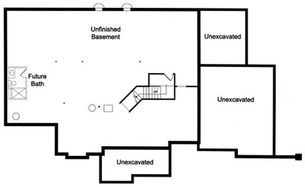 Floor Plan Basement of Ranch Plan #169-1022