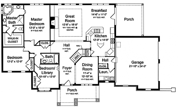 Floor Plan Basement of Ranch Plan #169-1022