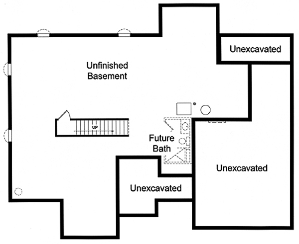 Floor Plan Basement of Ranch Plan #169-1025