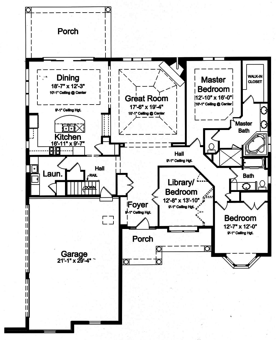 Floor Plan First Story of Country Plan #169-1026