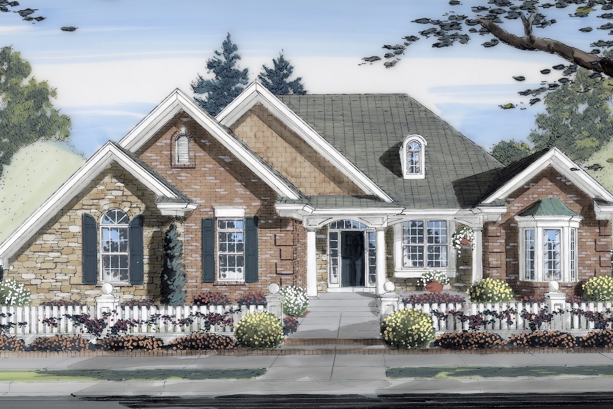 Country Ranch home plan (ThePlanCollection: House Plan #169-1026)