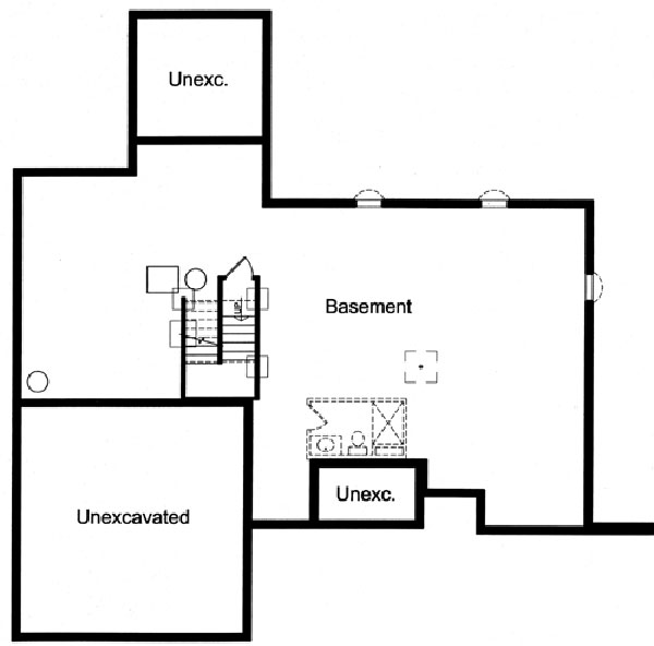 Floor Plan Basement of European Plan #169-1029